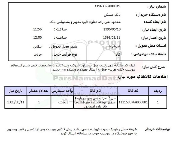 استعلام, استعلام مبل بارسلونا دنیز