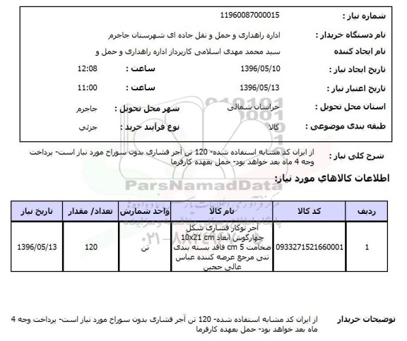 استعلام ,استعلام آجر توکار فشاری 