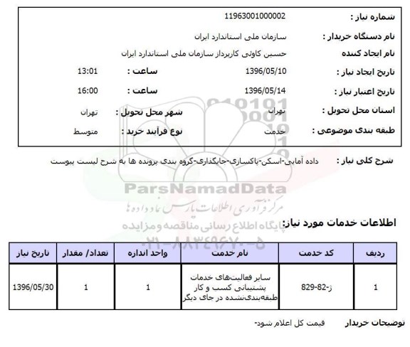 استعلام  داده آمایی- اسکن- پاکسازی- جایگذاری- گروه بندی پرونده ها