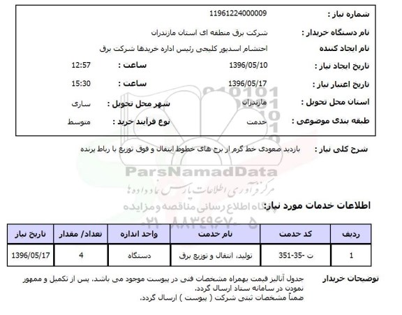 استعلام بازدید صعودی خط گرم از برج های خطوط انتقال و فوق توزیع با رباط پرنده