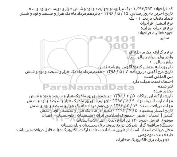 مزایده,مزایده فروش حدود ۱۴۰ تن انواع چدن و آهن آلات اسقاط    