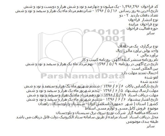 مزایده ,مزایده فروش کابل مسی و لوازم مسی اسقاط