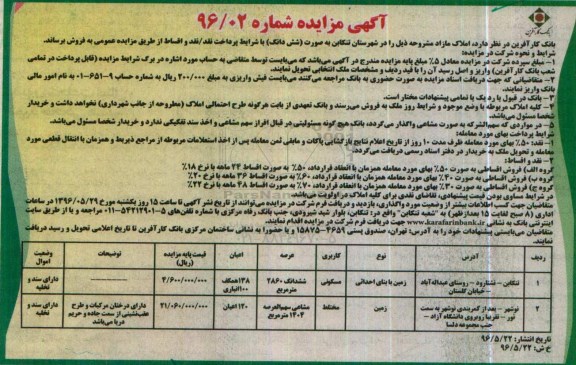 مزایده,مزایده املاک کاربری مسکونی مختلط عرصه 2860 و 1404متر