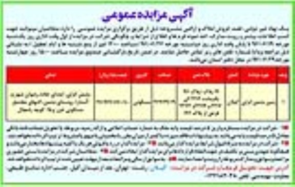 مزایده,مزایده فروش املاک اراضی