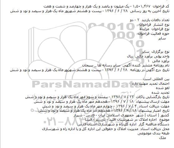 مزایده, مزایده اجاره املاک