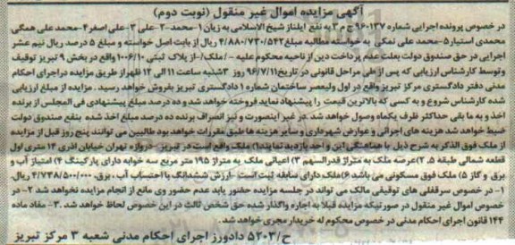 مزایده,مزایده ملک مساحت اعیان 195مترمربع نوبت دوم