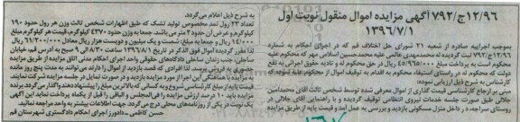 مزایده ، مزایده تعداد 23 رول نمد مخصوص تولید تشک