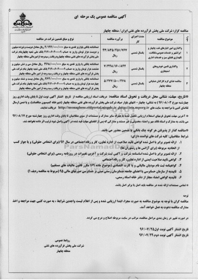 آگهی فراخوان ارزیابی کیفی, مناقصه واگذاری امور انبارهای نفت ...