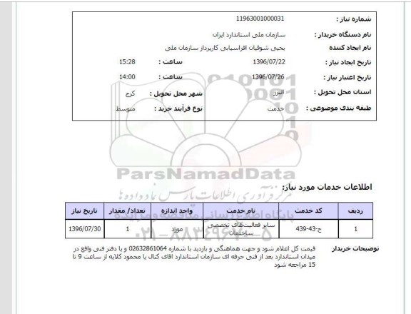 استعلام,استعلام  سایر فعالیت های تخصصی ساختمان