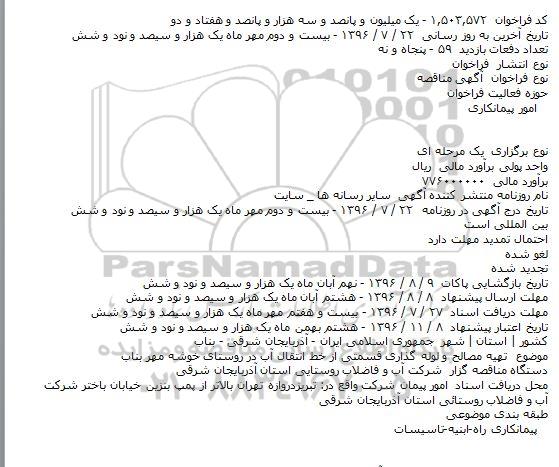 آگهی مناقصه,مناقصه تهیه مصالح و لوله گذاری قسمتی