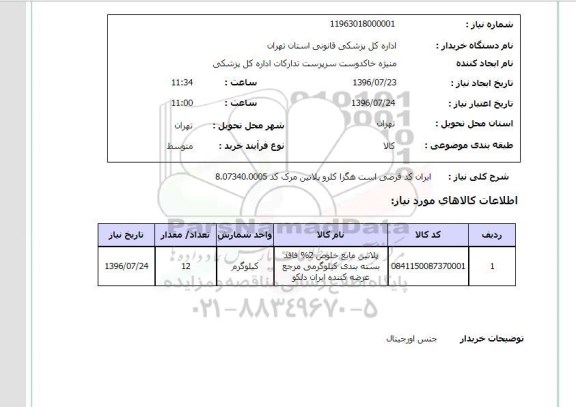 استعلام، استعلام هگزا کلرو پلاتین