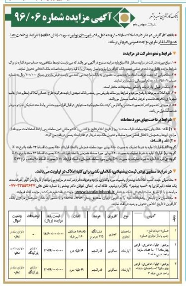 مزایده,مزایده فروش املاک مازاد شهرستان بوشهر 
