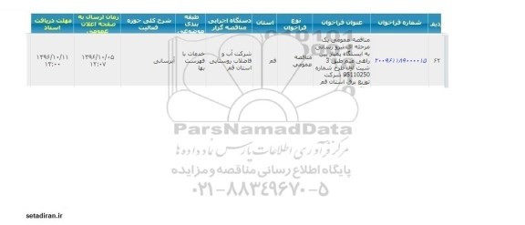 فراخوان مناقصه نیرورسانی