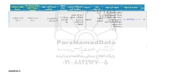اگهی فراخوان ,فراخوان پروژه آماده سازی موزه صنایع دستی و خانه جهانگردی