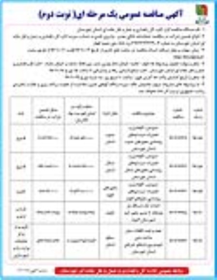 آگهی مناقصه عمومی، مناقصه سرویس ، نگهداری و تعمیرات سیستم های روشنایی (نوبت دوم)