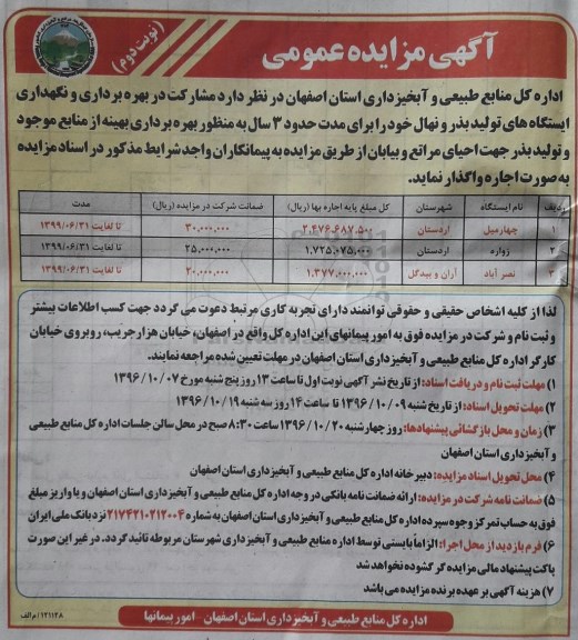 مزایده عمومی مشارکت در بهره برداری و نگهداری ایستگاه های تولید بذر و نهال نوبت دوم