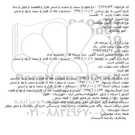 فراخوان مناقصه , فراخوان مناقصه رفع 10 نقطعه حادثه خیز