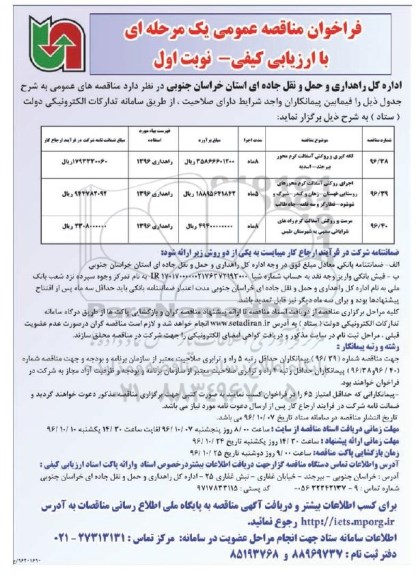 مناقصه ,مناقصه لکه گیری و روکش آسفالت و ...