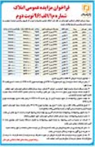 مزایده,مزایده فروش 14 قطعه با کاربری تجاری نوبت دوم
