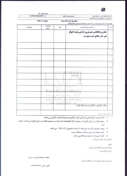 استعلام بهاء, استعلام حفاری و کابکلشی فیبر نوری