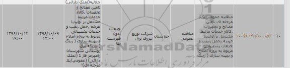 مناقصه,مناقصه تامین مصالح و تجهیزات، کالا و خدمات ...