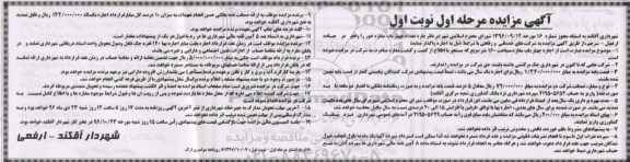 مزایده واگذاری تعداد چهار باب مغازه