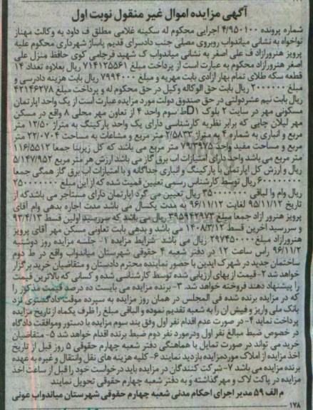 مزایده,مزایده آپارتمان مساحت 79.3975متر