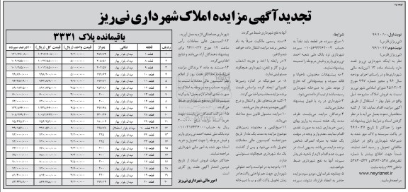 مزایده,مزایده فروش املاک تجدید 