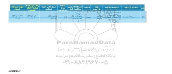 مناقصه عمومی، مناقصه خرید 286 دستگاه خودروی کمپرسی سبک روستایی