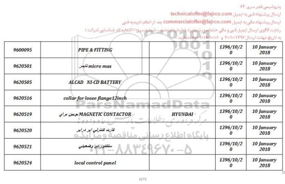 استعلام, استعلام pipe & fitting و ...