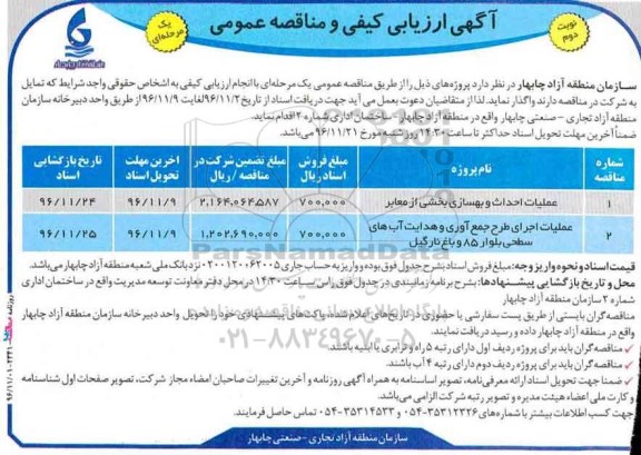 آگهی ارزیابی کیفی و مناقصه عمومی, مناقصه عملیات احداث و بهسازی بخشی از معابر و ... نوبت دوم