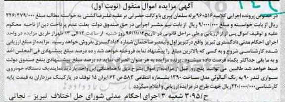 مزایده, مزایده خودروی تندر 90