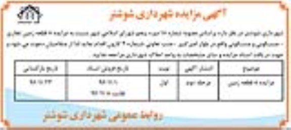 مزایده ,مزایده هشت قطعه زمین تجاری مسکونی