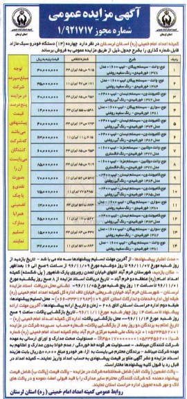 مزایده, مزایده فروش خودرو سبک ....