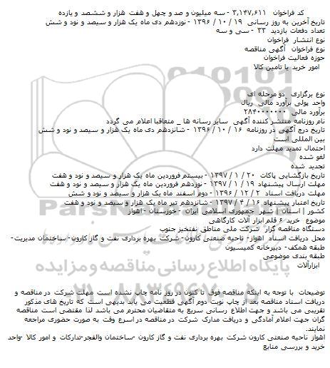 مناقصه خرید ۶ قلم ابزار آلات کارگاهی