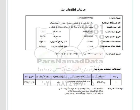 استعلام,استعلام مرمت تزئینات نقاشی سقف ایوان