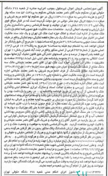 مزایده,مزایده ششدانگ مغازه قطعه دوم تفکیکی