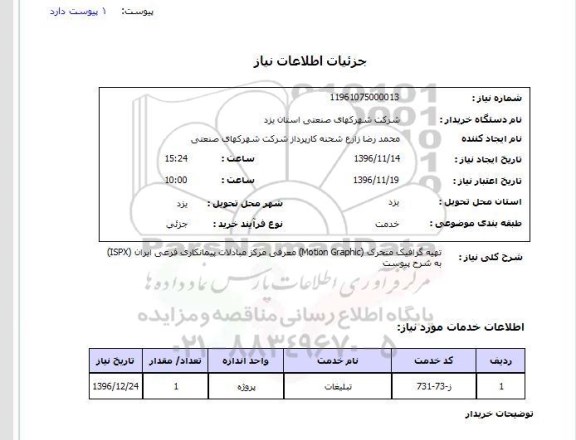 استعلام, استعلام تهیه گرافیک متحرک