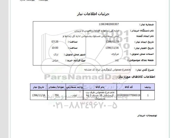 استعلام، استعلام تخم مرغ معمولی