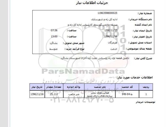 استعلام,استعلام تکمیل قطعه اول راه روستایی ...