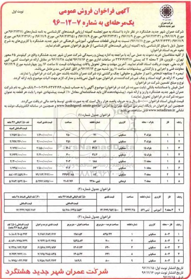 مزایده ,مزایده فروش قطعات مسکونی آموزشی فرهنگی 