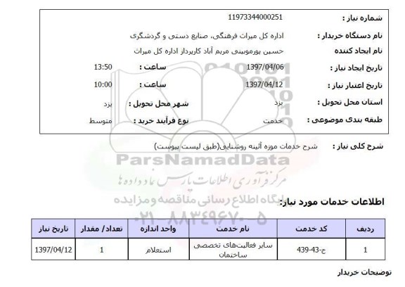 استعلام, خدمات موزه آئینه روشنایی