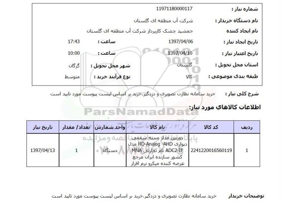 استعلام, استعلام دوربین مداربسته سقفی دیواری