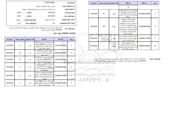 استعلام, استعلام تجهیزات باعبانی ...