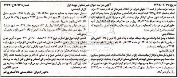 مزایده,مزایده پلاک ثبتی 18 فرعی بخش یک قم 3.493متر