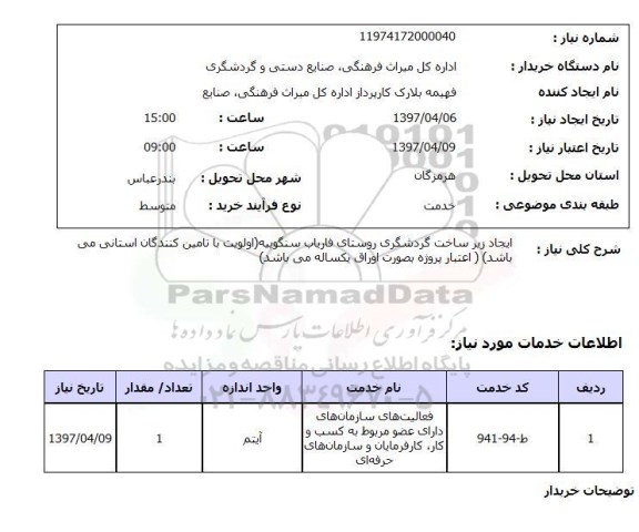 استعلام, ایجاد زیرساخت های گردشگری روستای ...