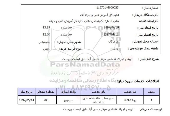 استعلام, استعلام تهیه و اجرای نقاشی مرکز حاجی آباد ...