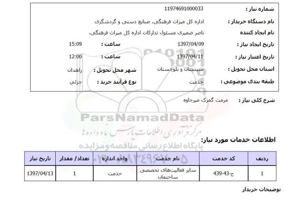 استعلام,مرمت گمرک میرجاوه