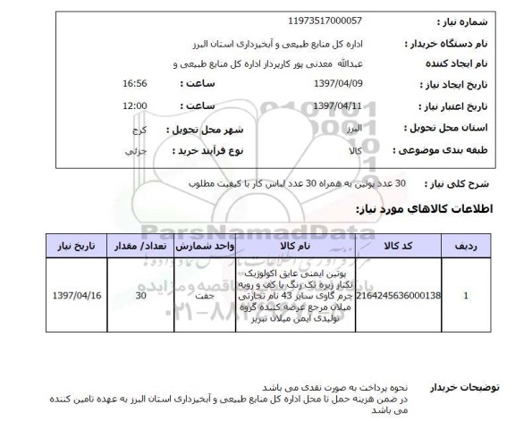 استعلام,پوتین و لباس کار