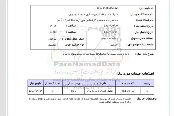 استعلام, استعلام خرید و نصب پست برق ...